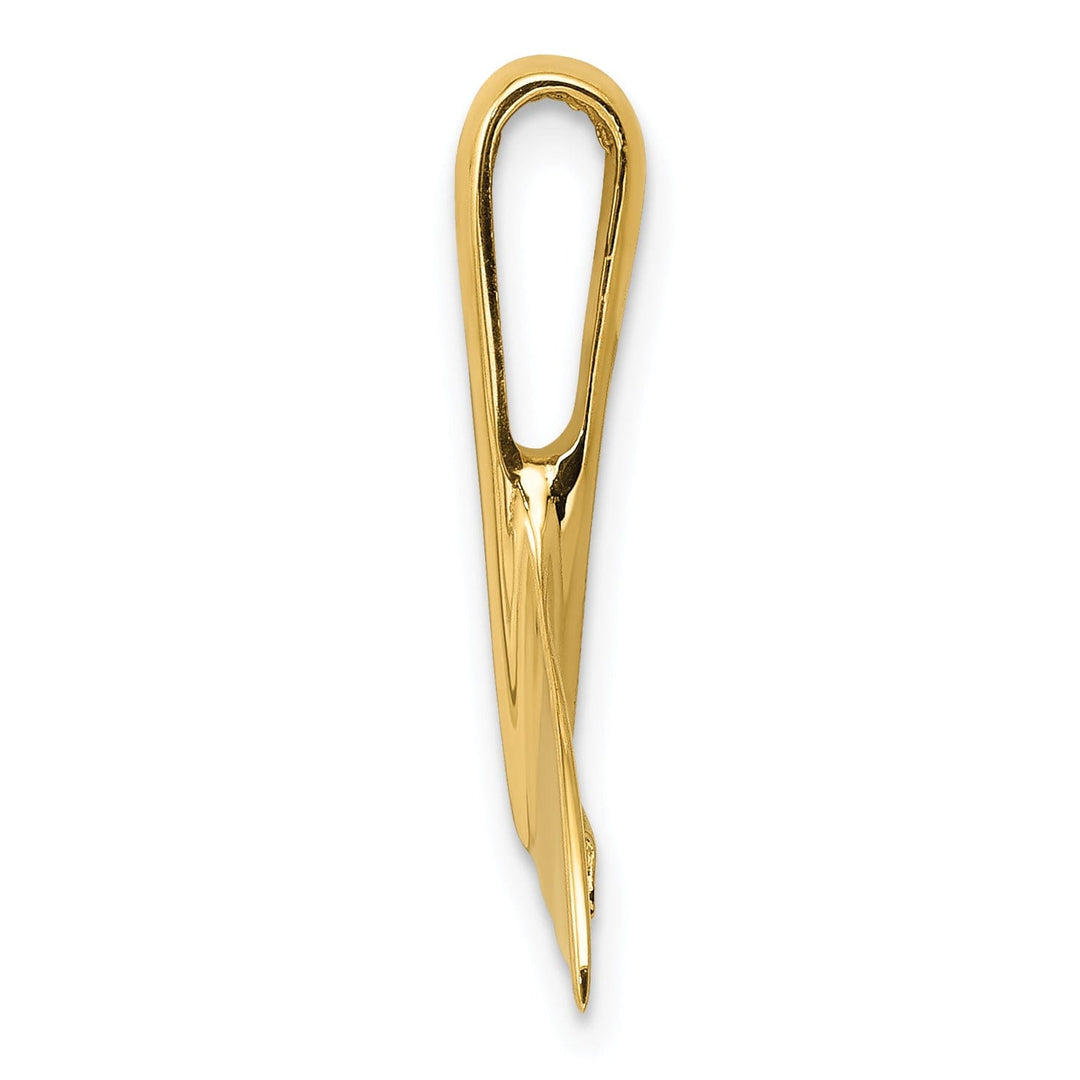 14k Yellow Gold Polished Solid Finish Whale Tail Slide Pendant will not fit Omega Chain