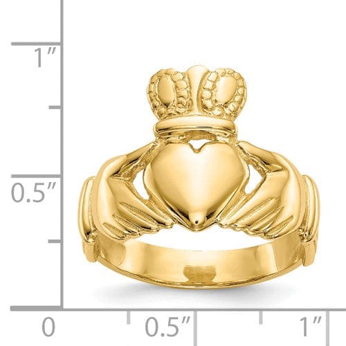 14kt yellow gold mens claddagh ring