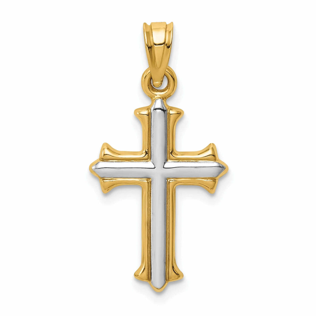 14k Rhodium Hollow Cross Pendant