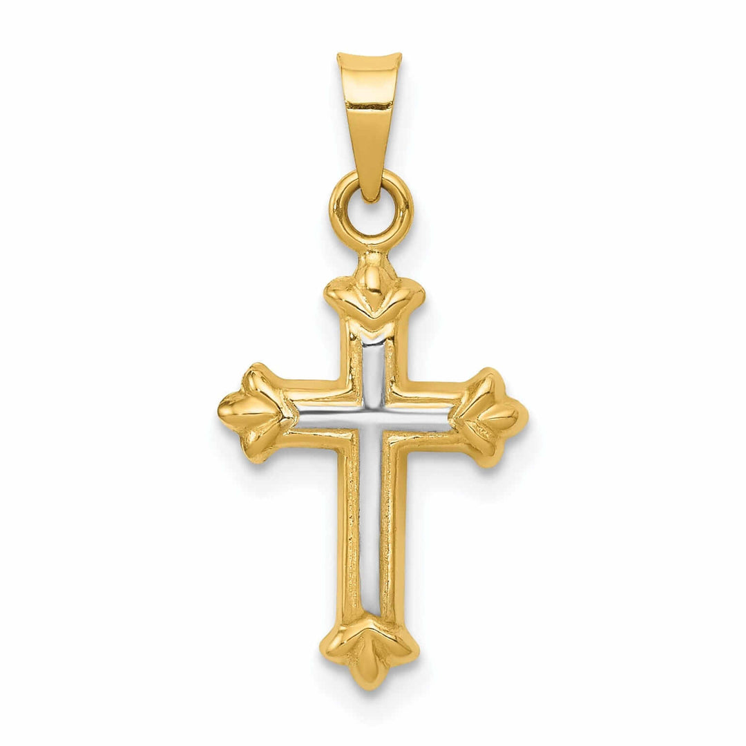 14k Rhodium Hollow Cross Charm