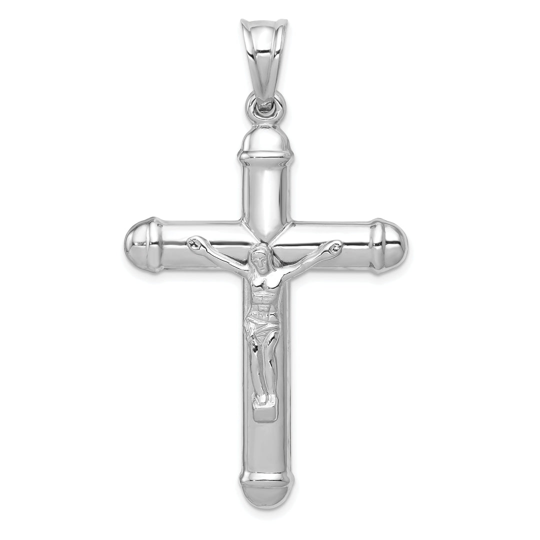 14k White Gold Reversible Crucifix Cross Pendant