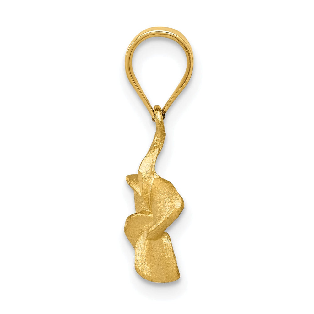 14k Yellow Gold Casted Solid Textured Back Polished and Textured Finish Plumeria Floral Charm Pendant