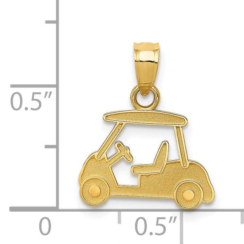 Solid 14k Yellow Gold Golf Cart Charm Pendant