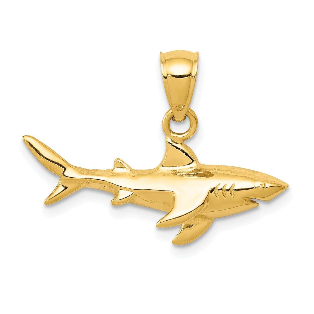14K Yellow Gold Solid Polished Finish Shark Charm Pendant