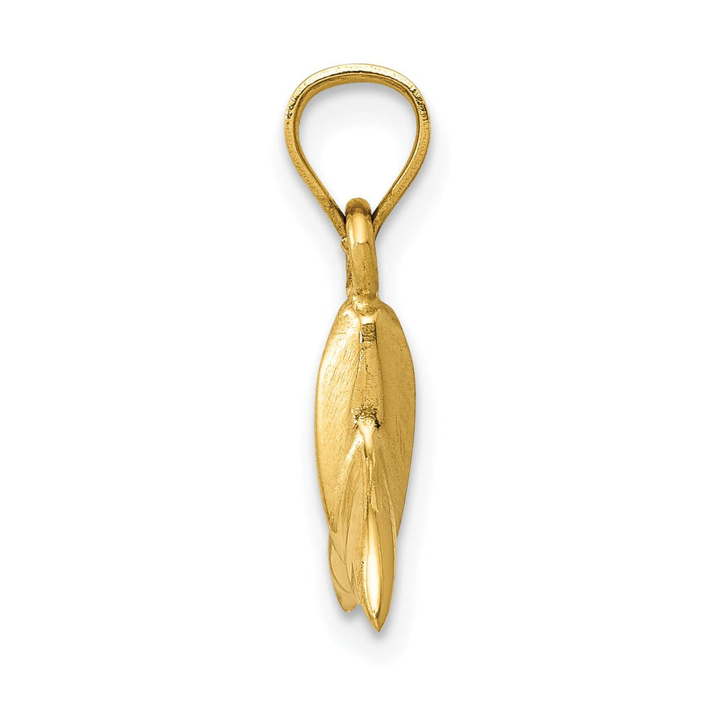 14k Yellow Gold Solid Polished Finish 3-Dimensional Whale Tail Slide Pendant will not fit Omega Chain