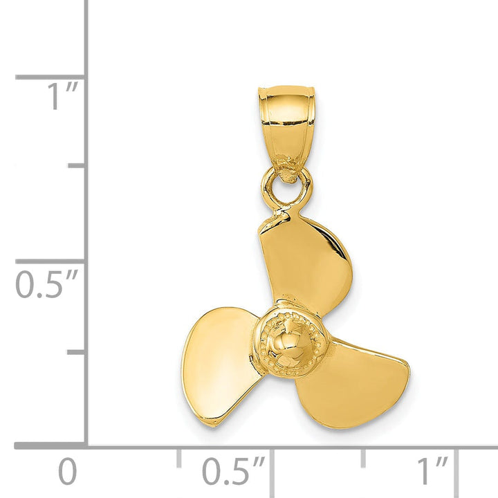 14k Yellow Gold Solid Men's Propeller Pendant