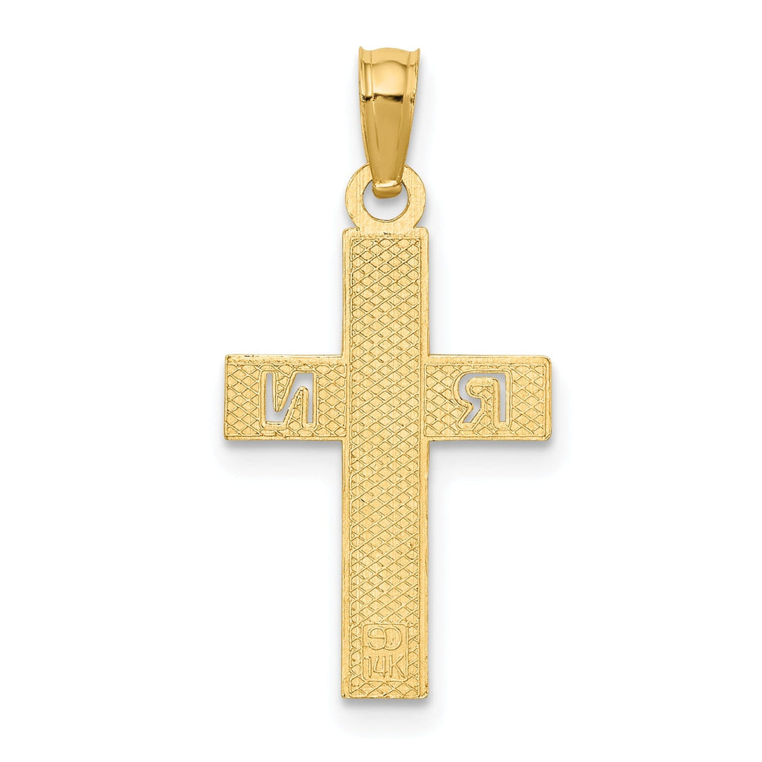 14k Yellow Gold Textured Polished Finish R.N Cross Design Charm Pendant