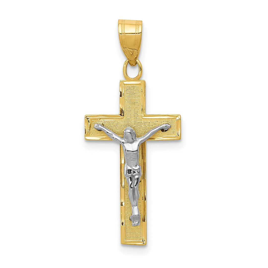 14k Two-tone Gold Cut Crucifix Pendant