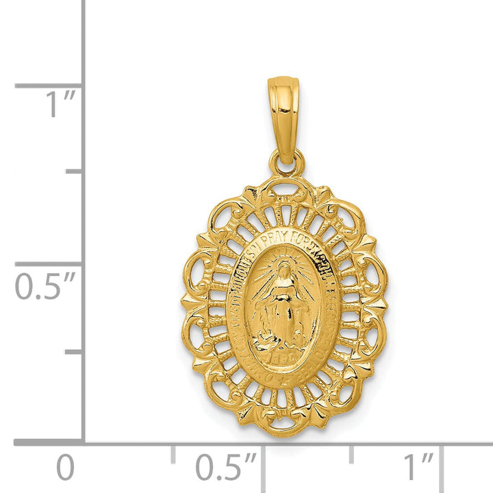14k Yellow Gold Oval Miraculous Medal Pendant