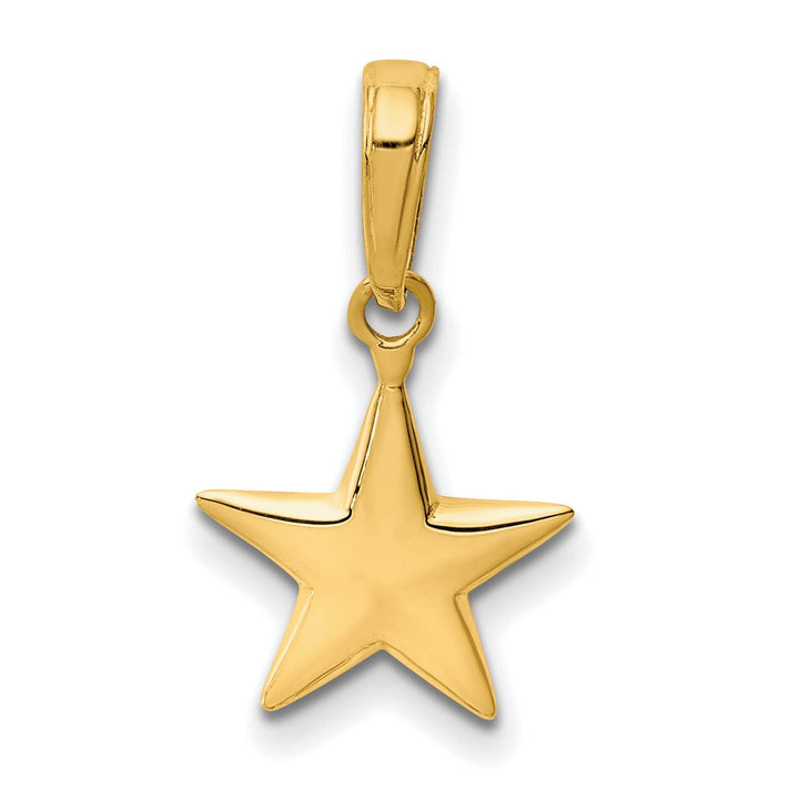 14k Yellow Gold Small Size Solid Polished Finish 3-Dimensional Star Charm Pendant