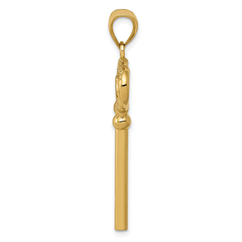 14K Yellow Gold Polished Finish Solid 3-D KEY TO MY HEART Key Charm Pendant