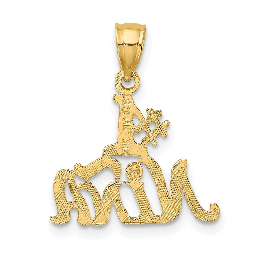 14K Yellow Gold Flat Back Polished Finish #1 NINA Script Design Charm Pendant