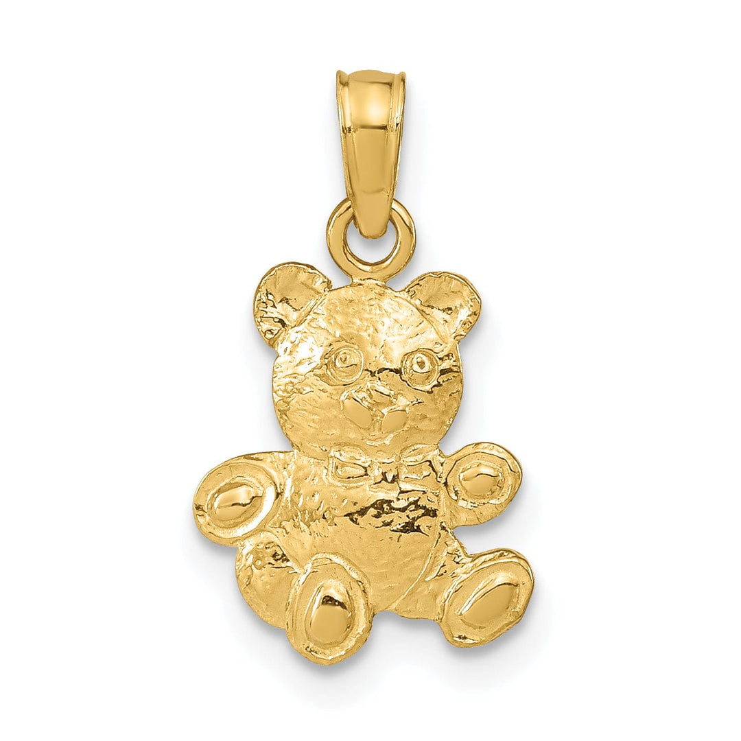 14k Yellow Gold Polished Teddy Bear Pendant