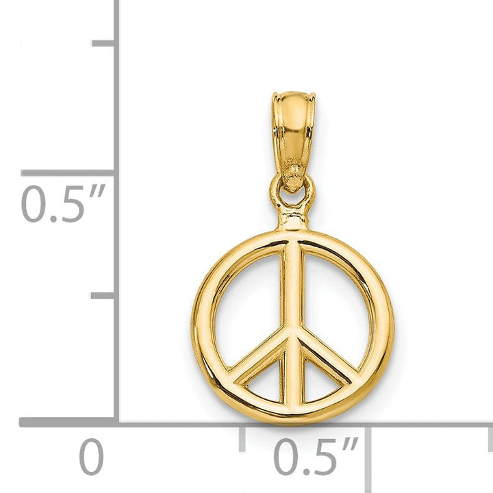 14k Yellow Gold Polished Peace Symbol Pendant