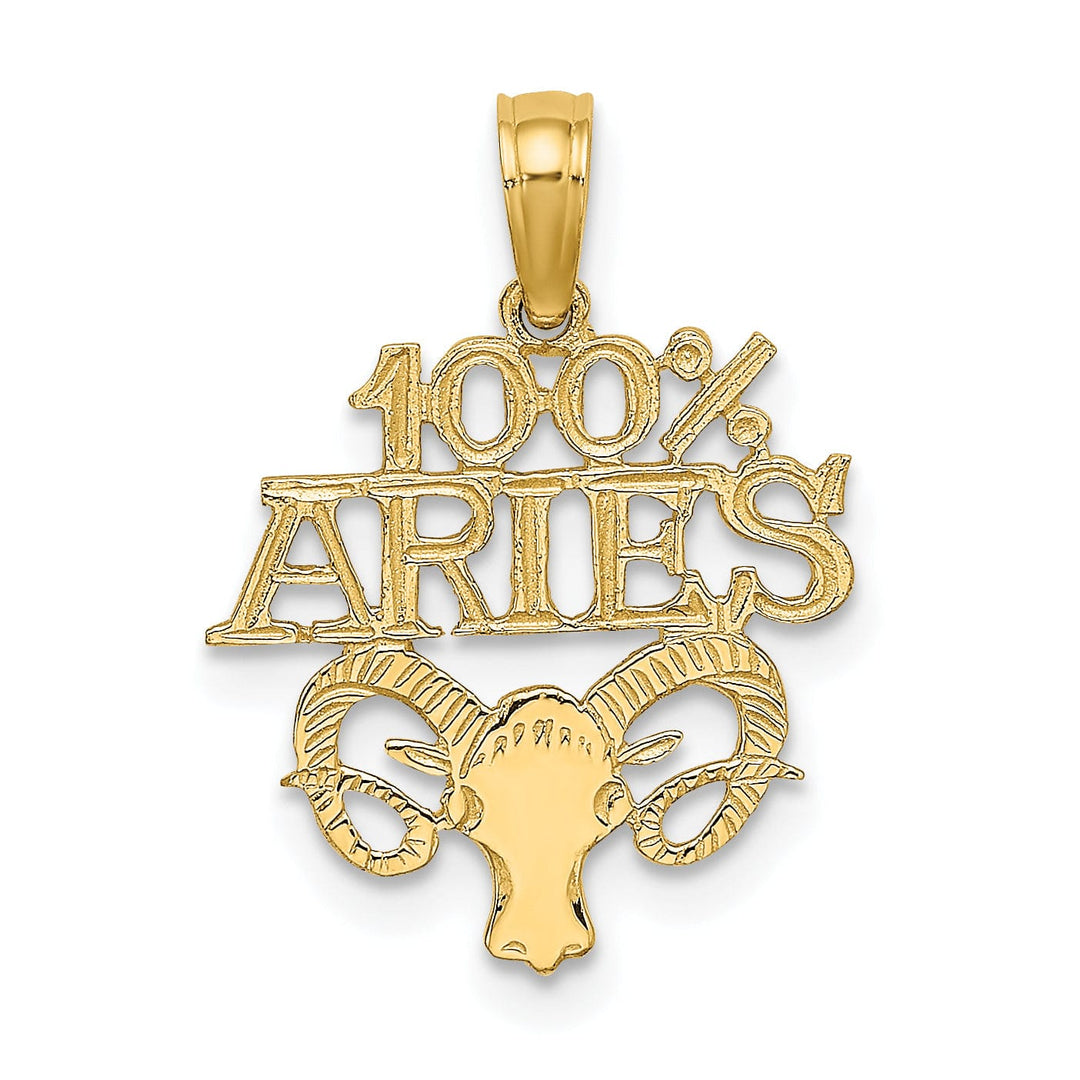 14K Yellow Gold Polished Textured Finish 100% Zodiac ARIES Charm Pendant
