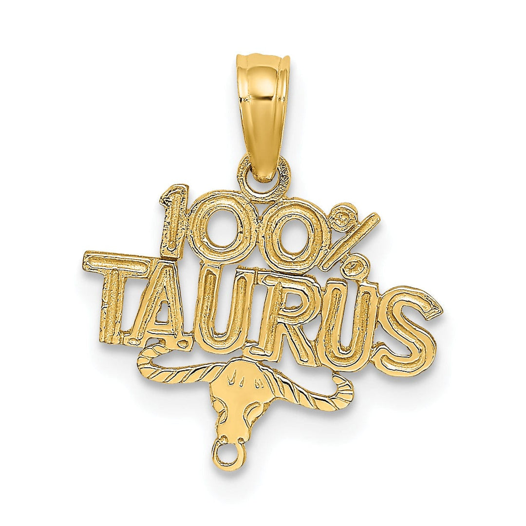 14K Yellow Gold Polished Textured Finish 100% Zodiac TAURUS Charm Pendant