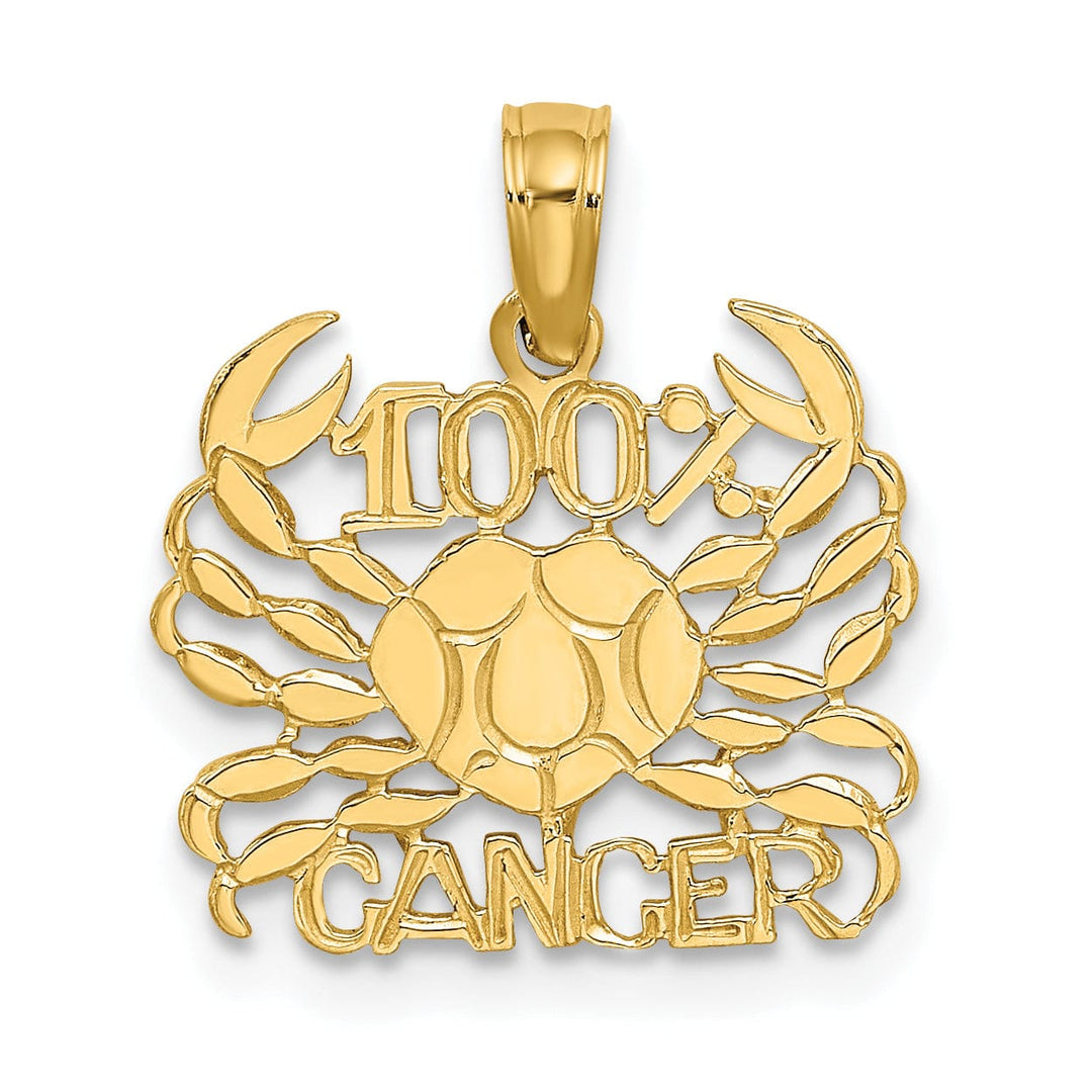 14K Yellow Gold Polished Textured Finish 100% Zodiac CANCER Charm Pendant