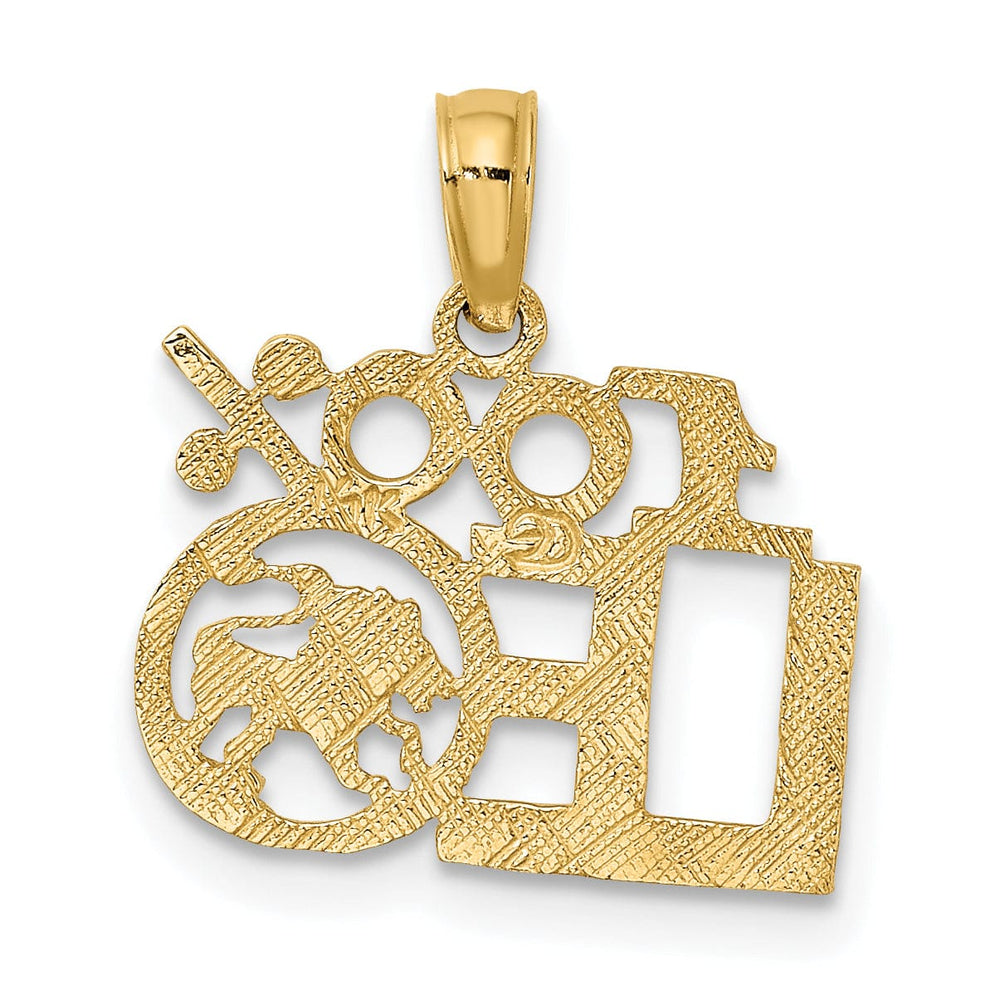 14K Yellow Gold Polished Textured Finish 100% Zodiac LEO Charm Pendant