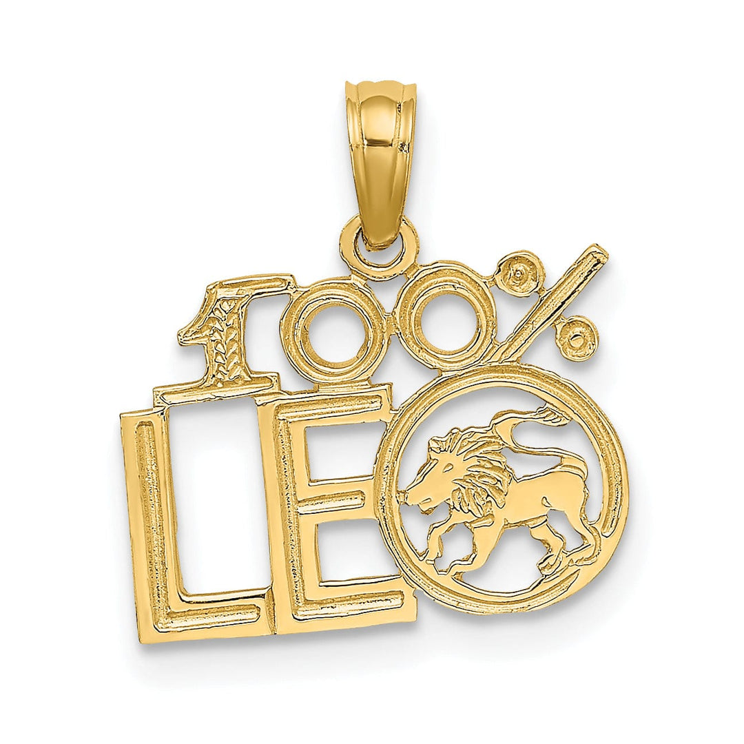14K Yellow Gold Polished Textured Finish 100% Zodiac LEO Charm Pendant