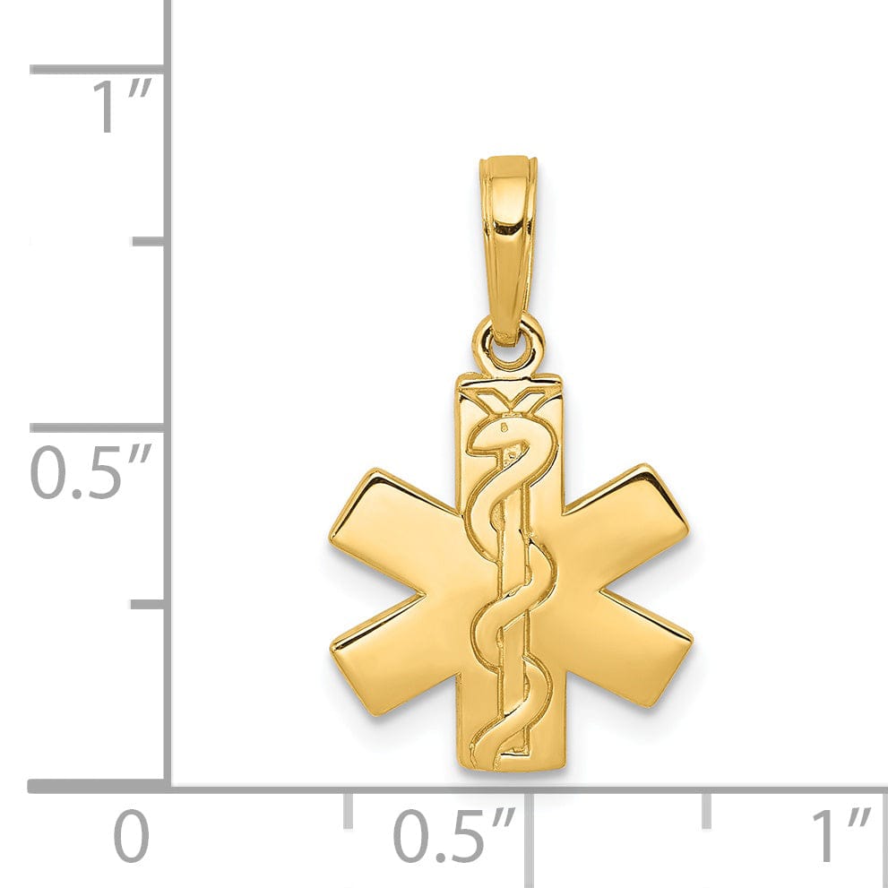 14k Yellow Gold Paramedic E.M.T Symbol Pendant