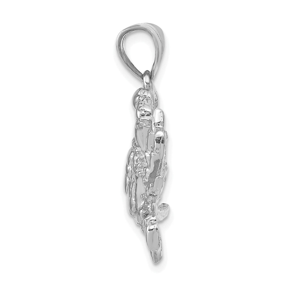 14K White Gold Solid Textured Polished Finish Blue Claw Crab Charm Pendant