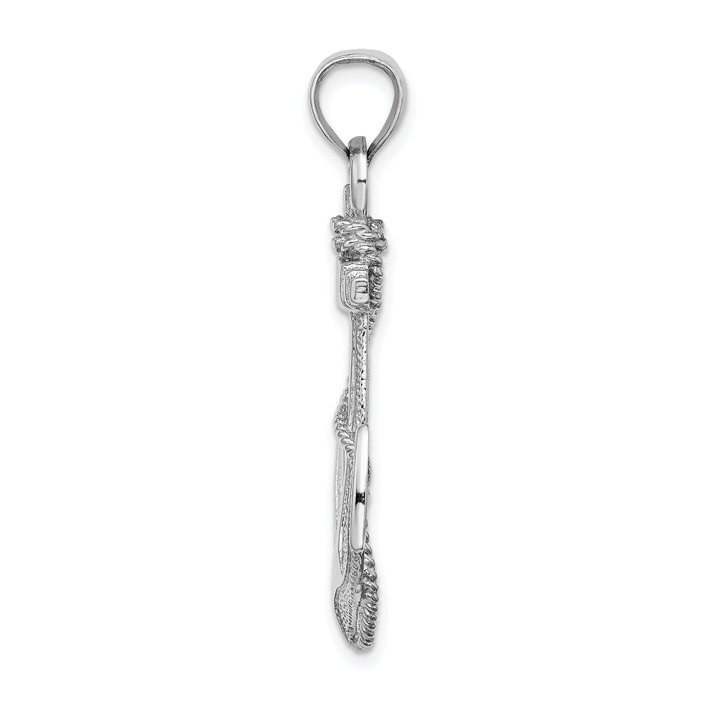 14K White Gold 2-Dimensional Polished Finish Solid Mens Anchor with Rope Design Charm Pendant