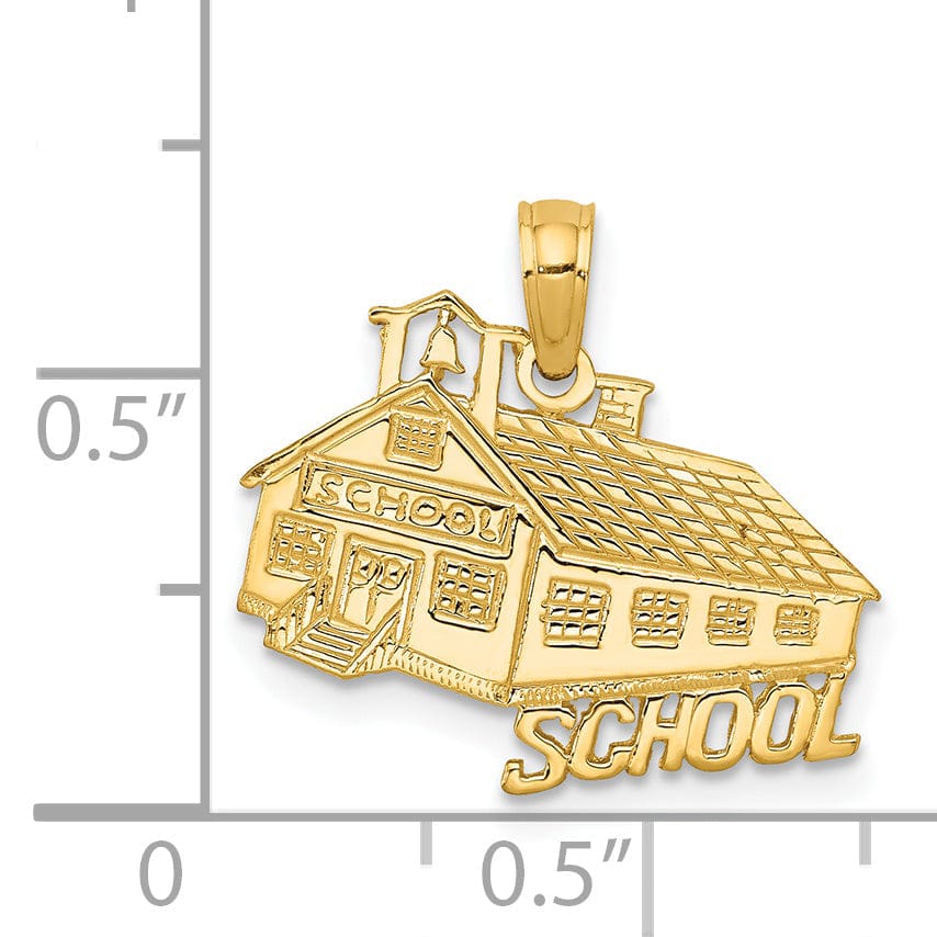 Solid 14 Yellow Gold School House Charm Pendant