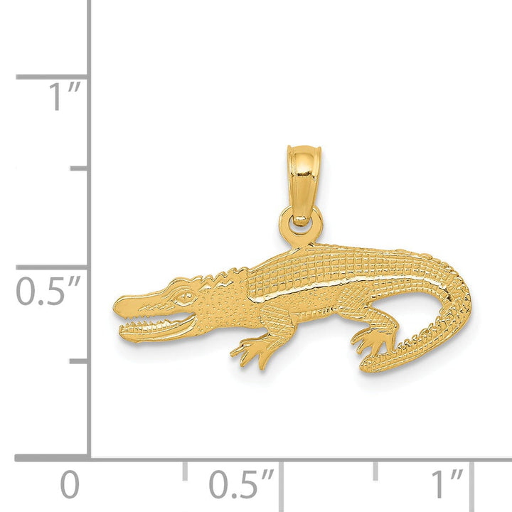 14k Yellow Gold Solid Textured Finish Alligator Charm Pendant