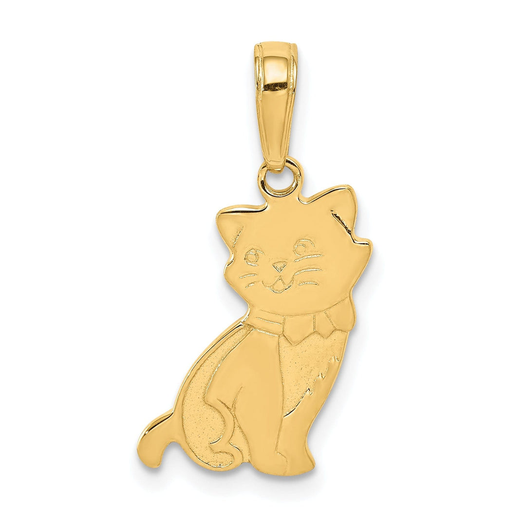 14k Yellow Gold Solid Polished Finish Cats Sitting Charm Pendant