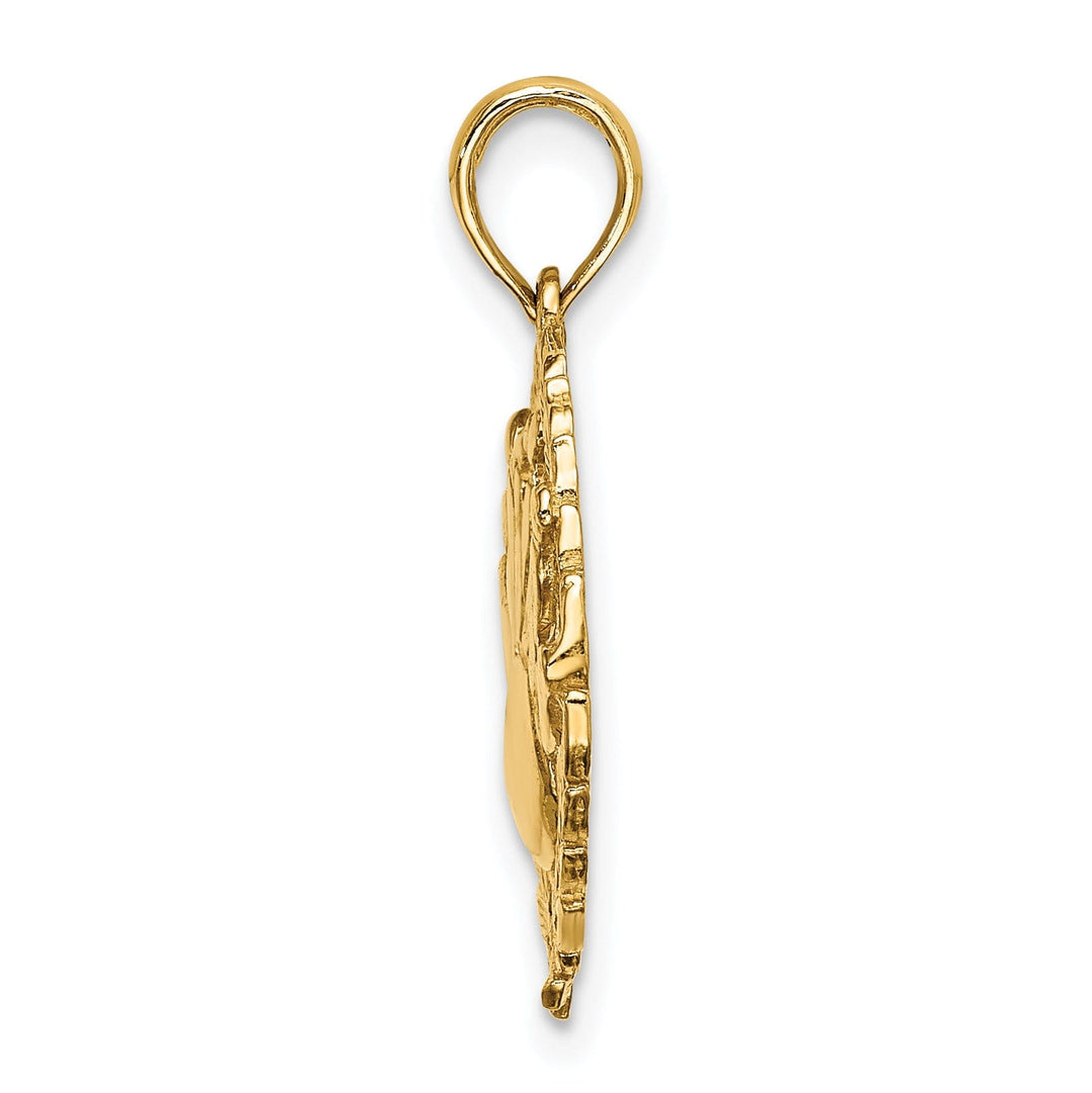 14K Yellow Gold Textured Polished Bowling Story Charm Pendant