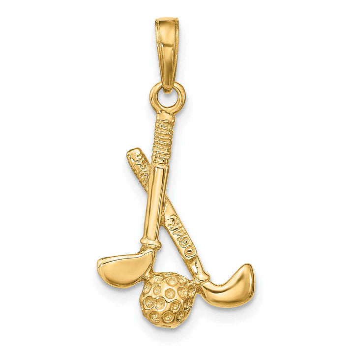 14 Yellow Gold 3 D Clubs and Ball Charm Pendant