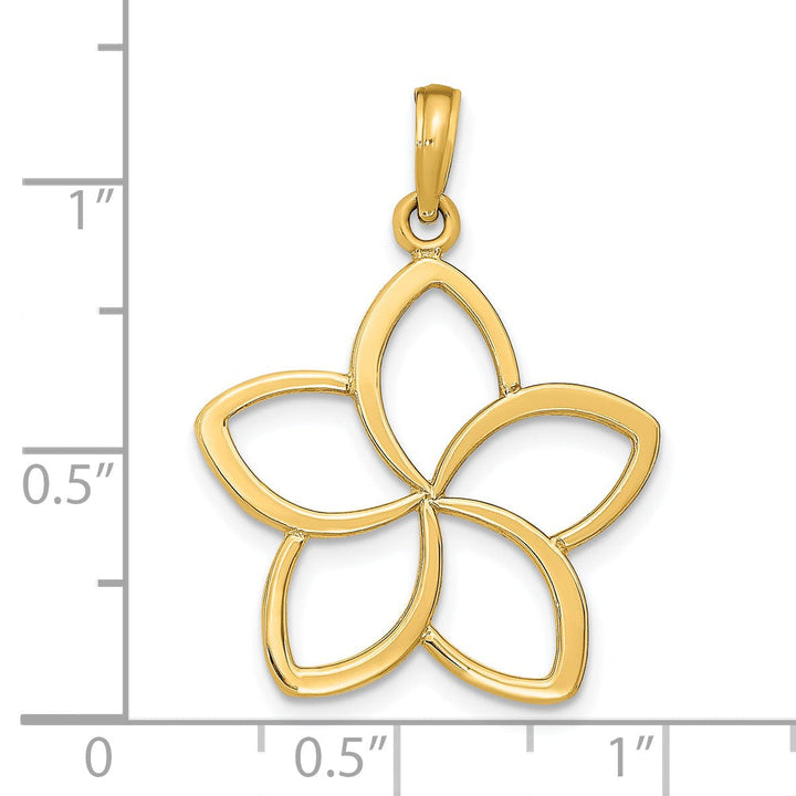 14k Yellow Gold Casted Solid Polished Finish Flat Back Cut Out Flower Charm Pendant