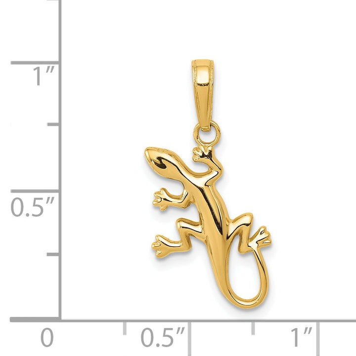 14k Yellow Gold Polished Finish Soild Gecko Charm Pendant