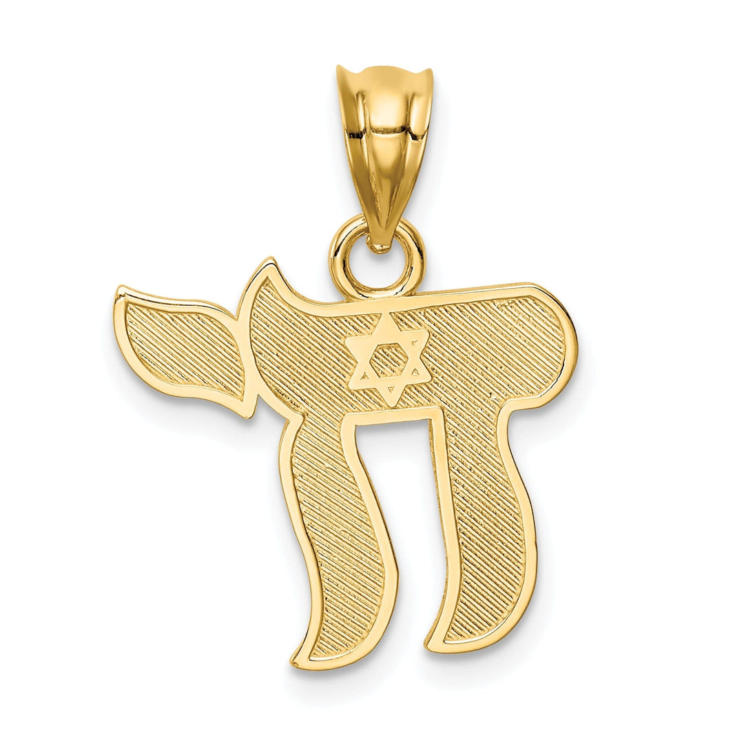 14K Yellow Gold Polished Finish Chai with Star of David Pendant