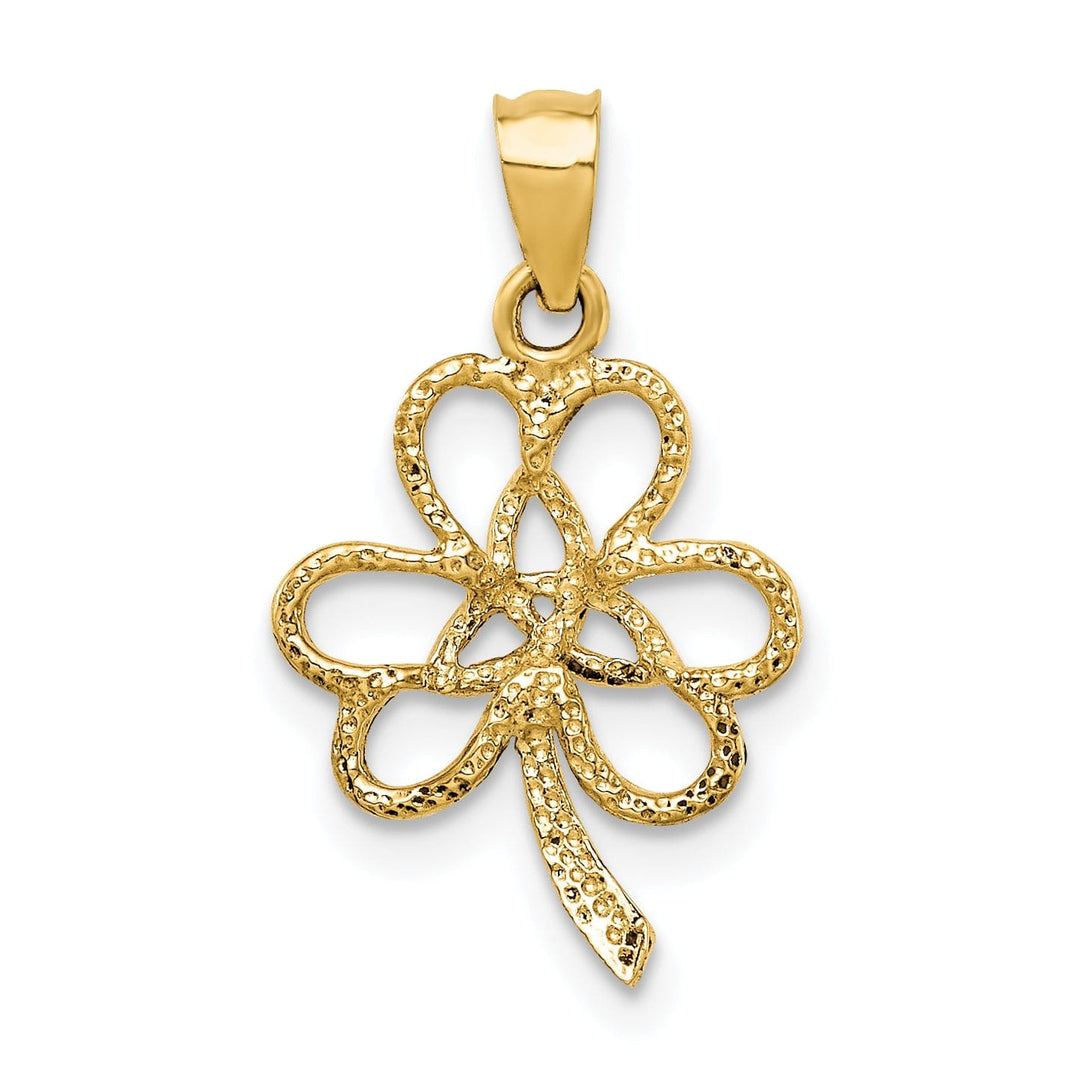 14K Yellow Gold Solid Polished Finish Trininty Design Clover Charm Pendant