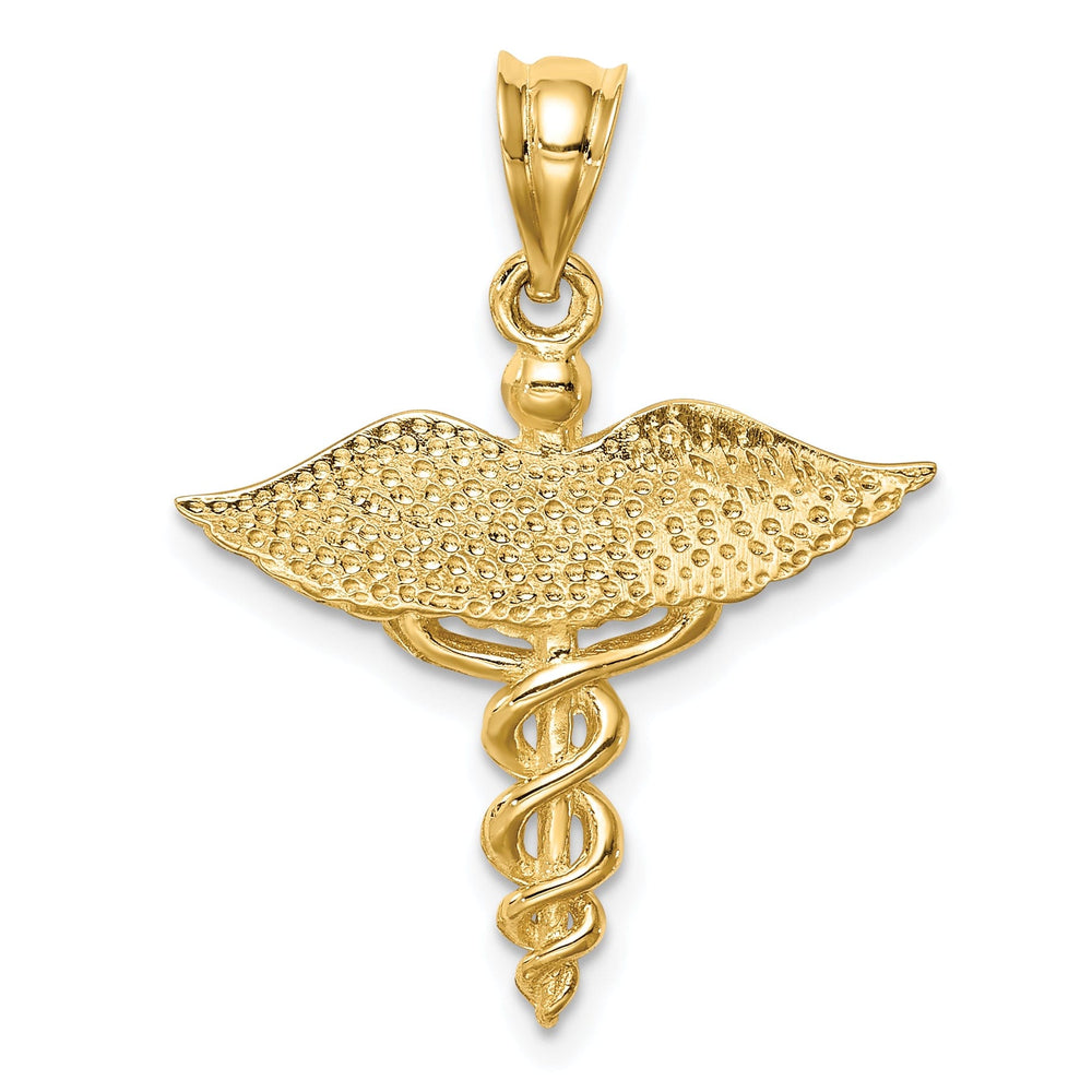 14K Yellow Gold Solid Polished Finish 3-Dimensional Medical Symbol Charm Pendant