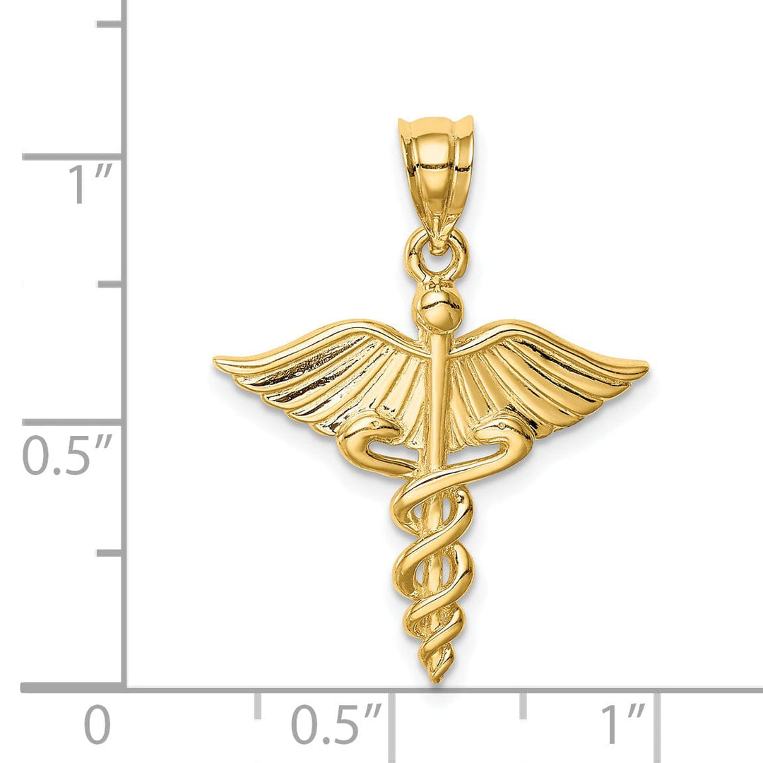 14K Yellow Gold Solid Polished Finish 3-Dimensional Medical Symbol Charm Pendant