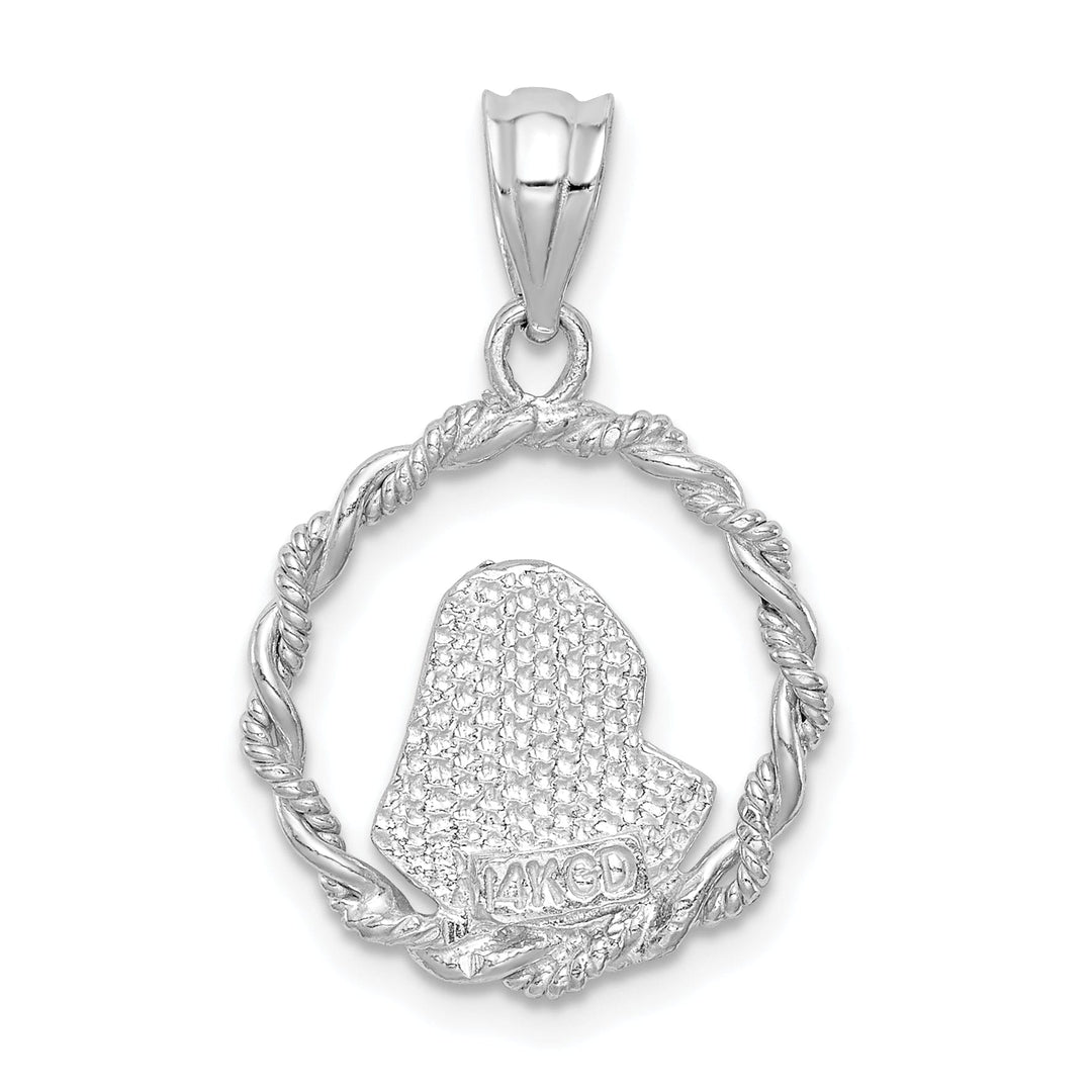 14K White Brushed and Polished Diamond-cut Virgin Mary Pendant