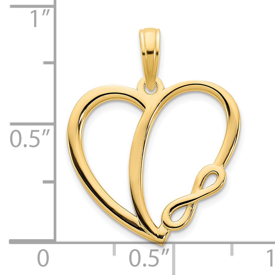 14k Yellow Gold Polished Finish Flat Back Women's Infinity in Heart Design Charm Pendant