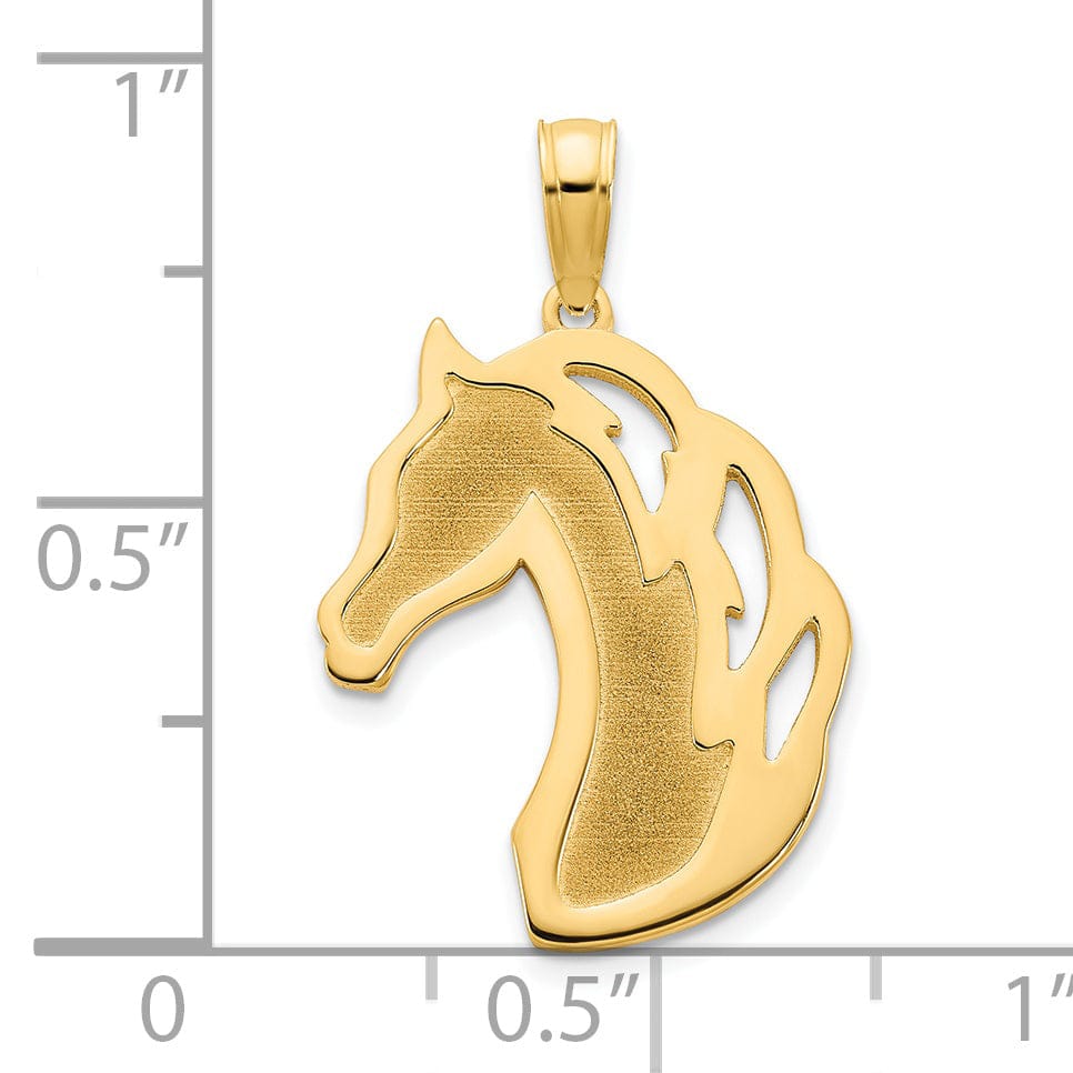14k Yellow Gold Polished Brushed Finish Horse Head Charm