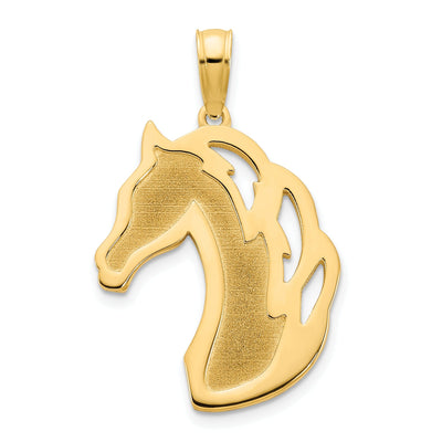 14k Yellow Gold Polished Brushed Finish Horse Head Charm