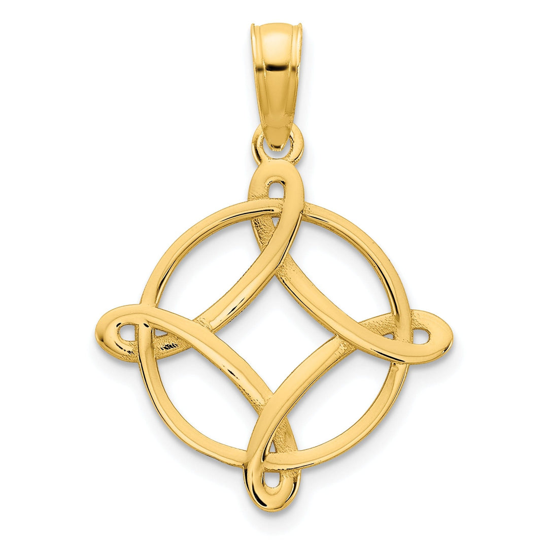 14k Yellow Gold Open Back Solid Polished Finish Womens Fancy Trinity Design Charm Pendant