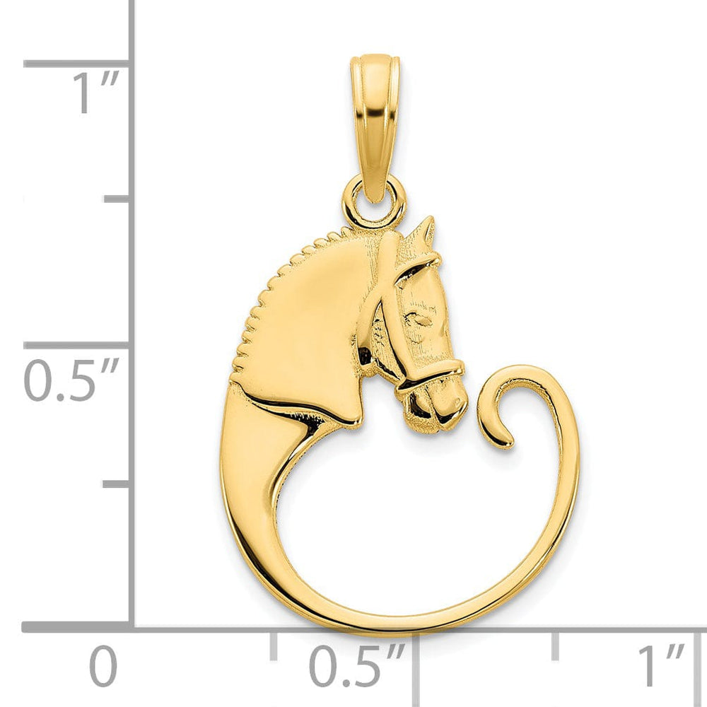 14k Yellow Gold Polished Finish Horse Design Charm Pendant