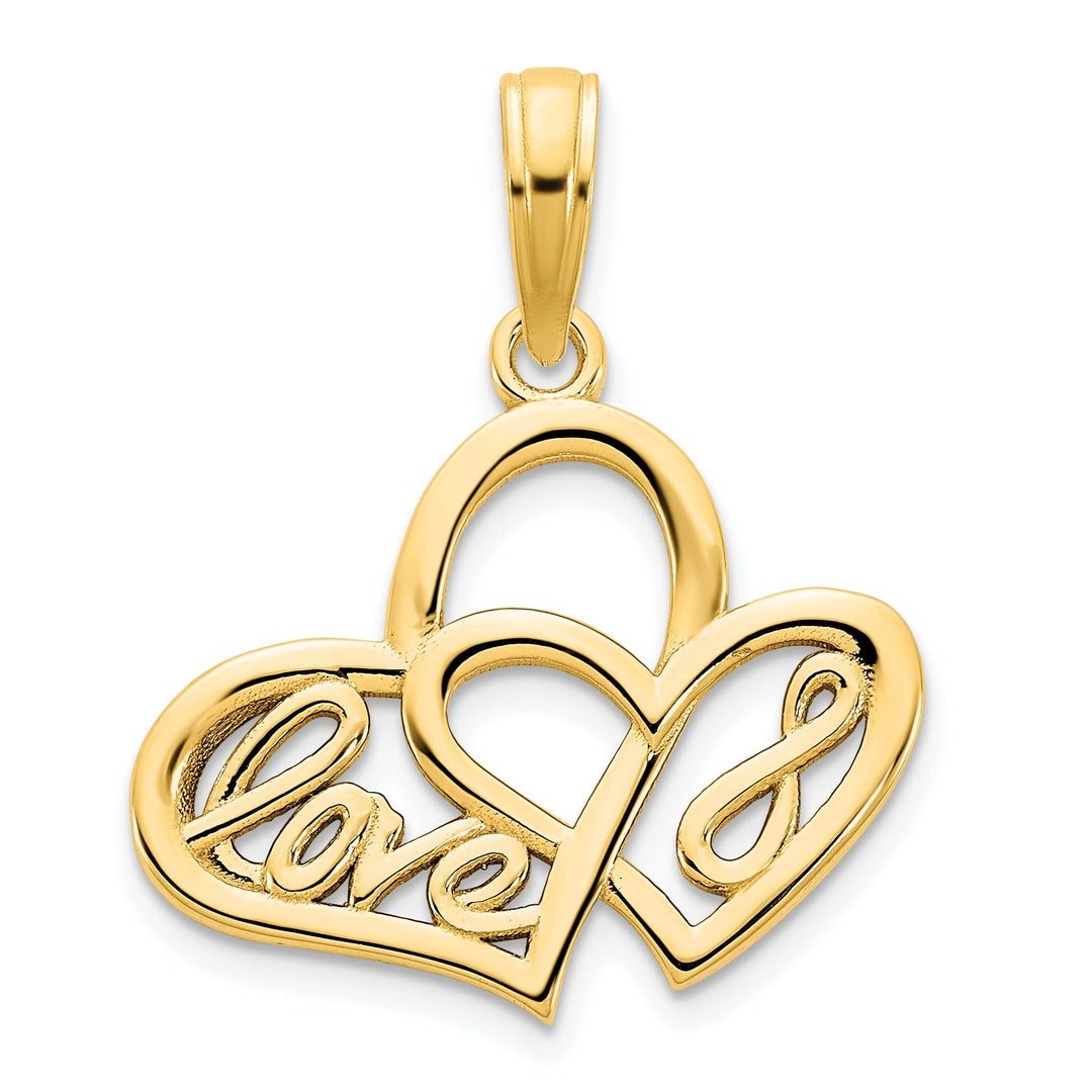 14k Yellow Gold Polished Flat Back Women's Heart LOVE Infinity Symbol Fancy Design Charm Pendant