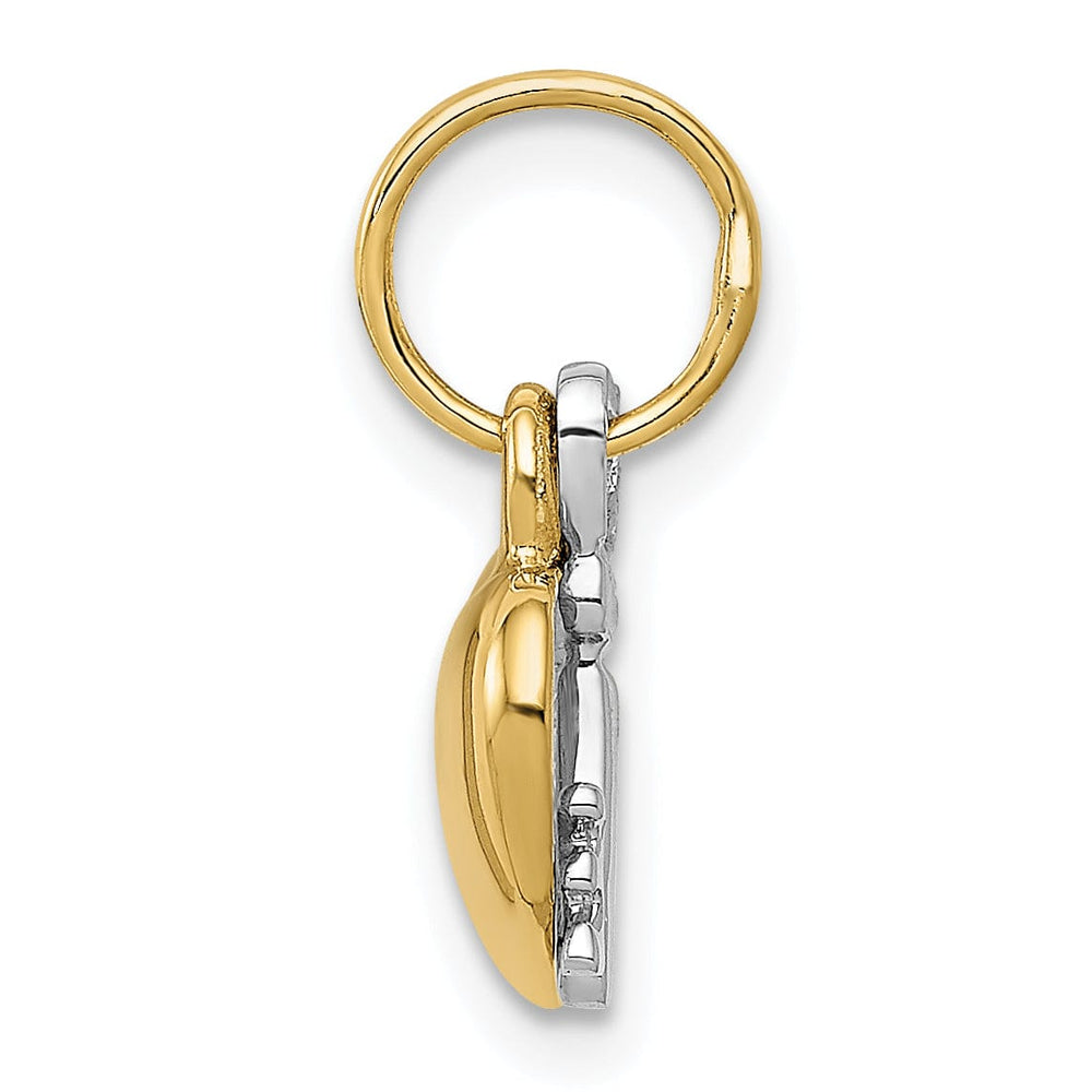 14K Yellow Gold Moveable Key and Heart Lock Charm Pendant