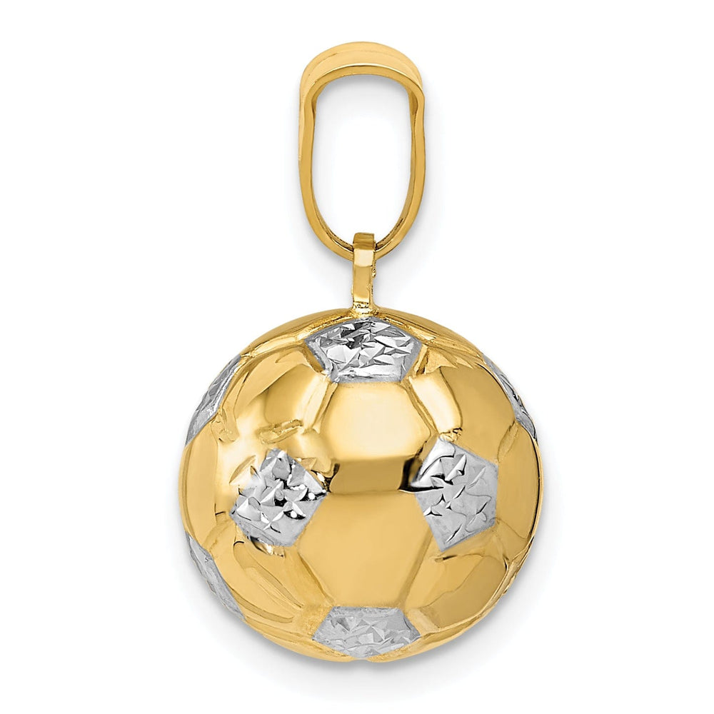 14k Two Tone Gold 3-D Soccer Ball Charm Pendant
