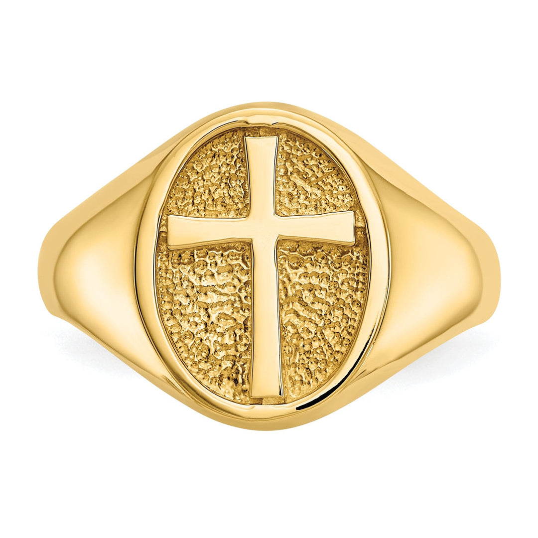 14k Yellow Gold Polished Eternal Life Cross Ring