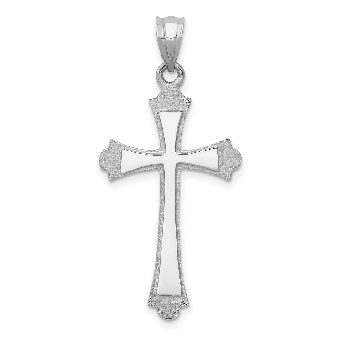 14k White Gold Budded Cross Pendant