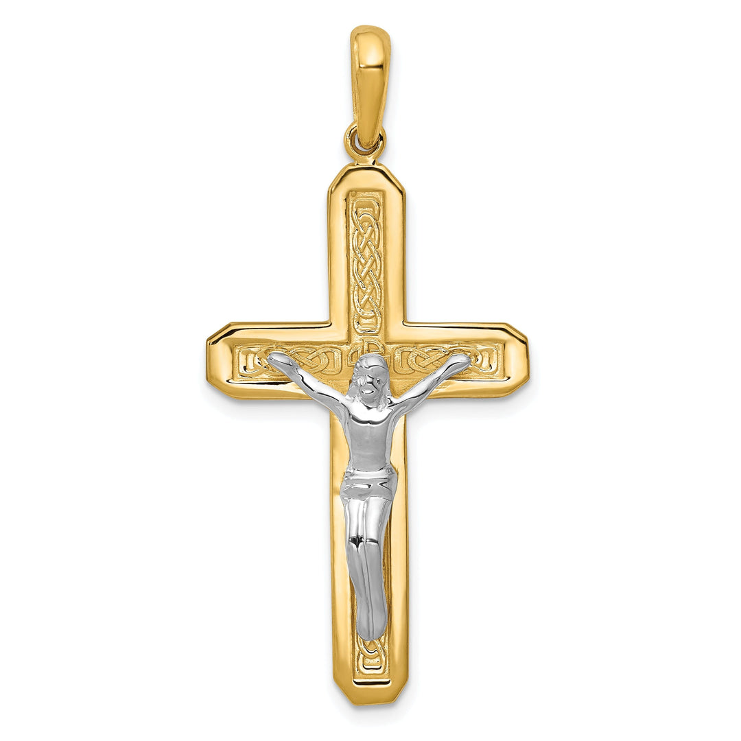 14k Two-tone Gold Crucifix Pendant