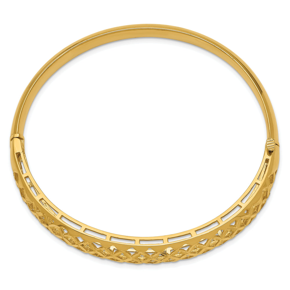 14k Yellow Gold Graduated Fancy Weave Bangle Bracelet